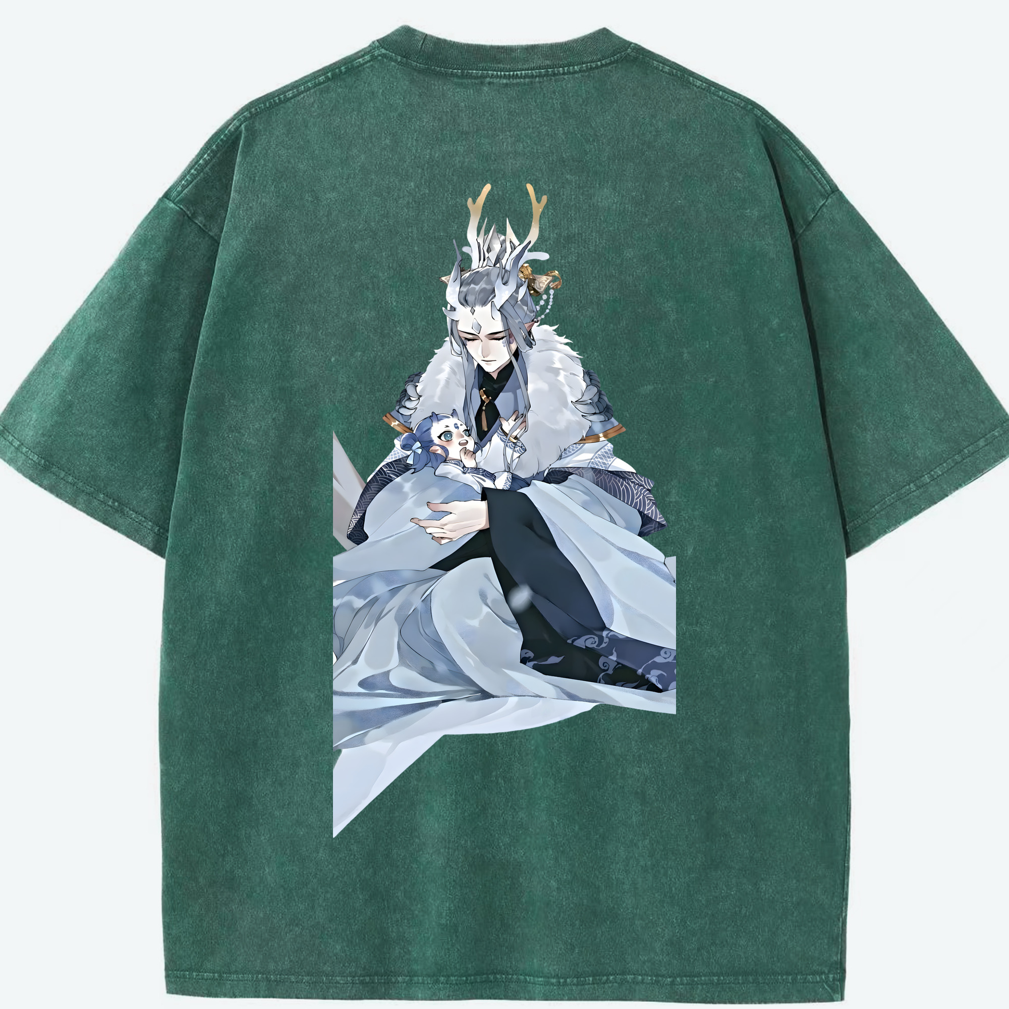 （画像用） Ne Zha 2 ナタ 魔童の大暴れ 綿100% ヴィンテージ風 半袖Tシャツ（背面プリント）